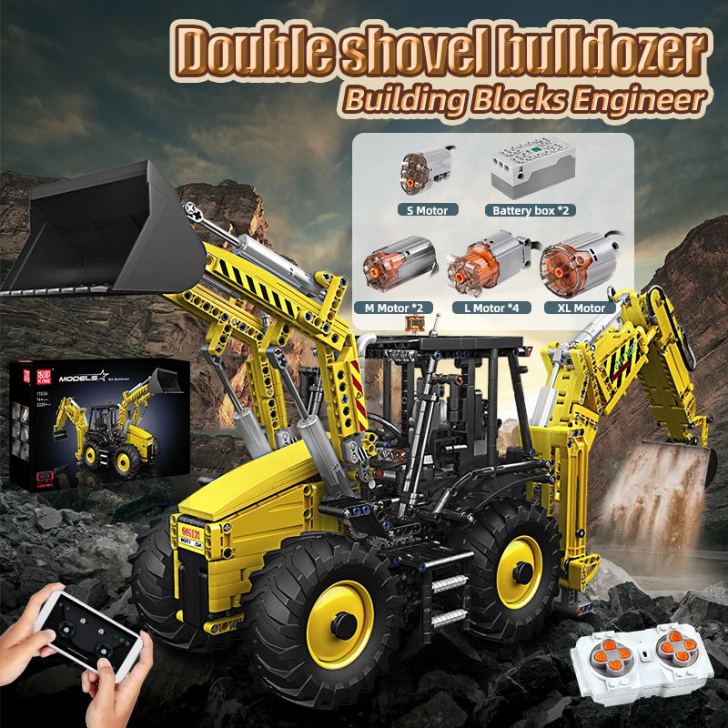 MOULD KING 17036 Double Head Engineering Vehicle Toys For Kids Technical Building Kits Motorized Excavator Truck Bricks