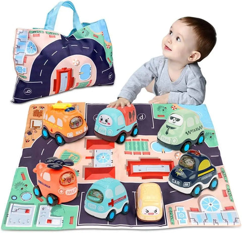 Soft Car Toy Set with Play Mat and 9pcs Vehicle
