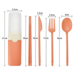 Wheat Straw Tableware Cutlery Set With Carrying Box