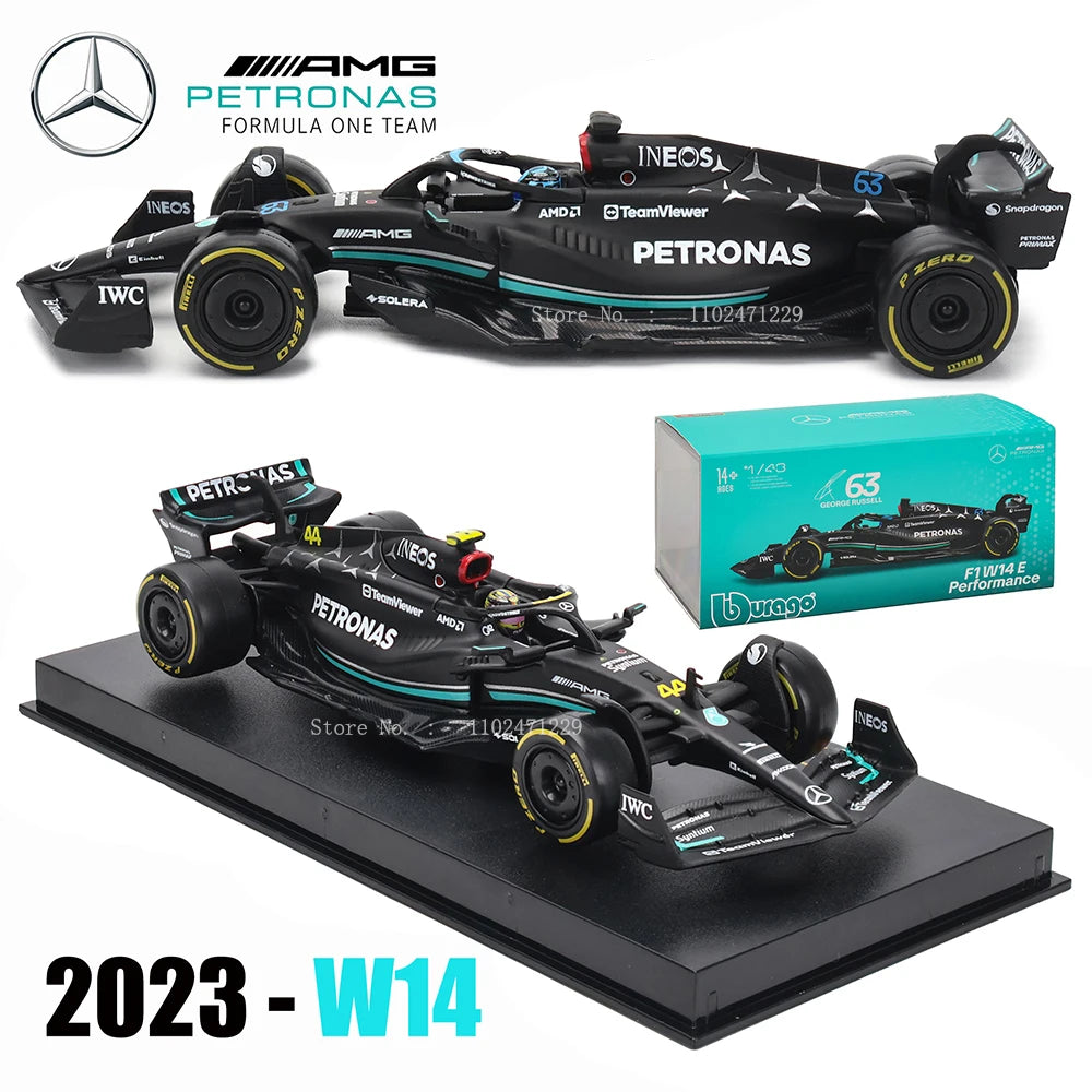 Bburago 1:43 W14 2023 44# Hamilton Mercedes-AMG Petronas F1 Team #63 Russell Alloy Car Die Cast