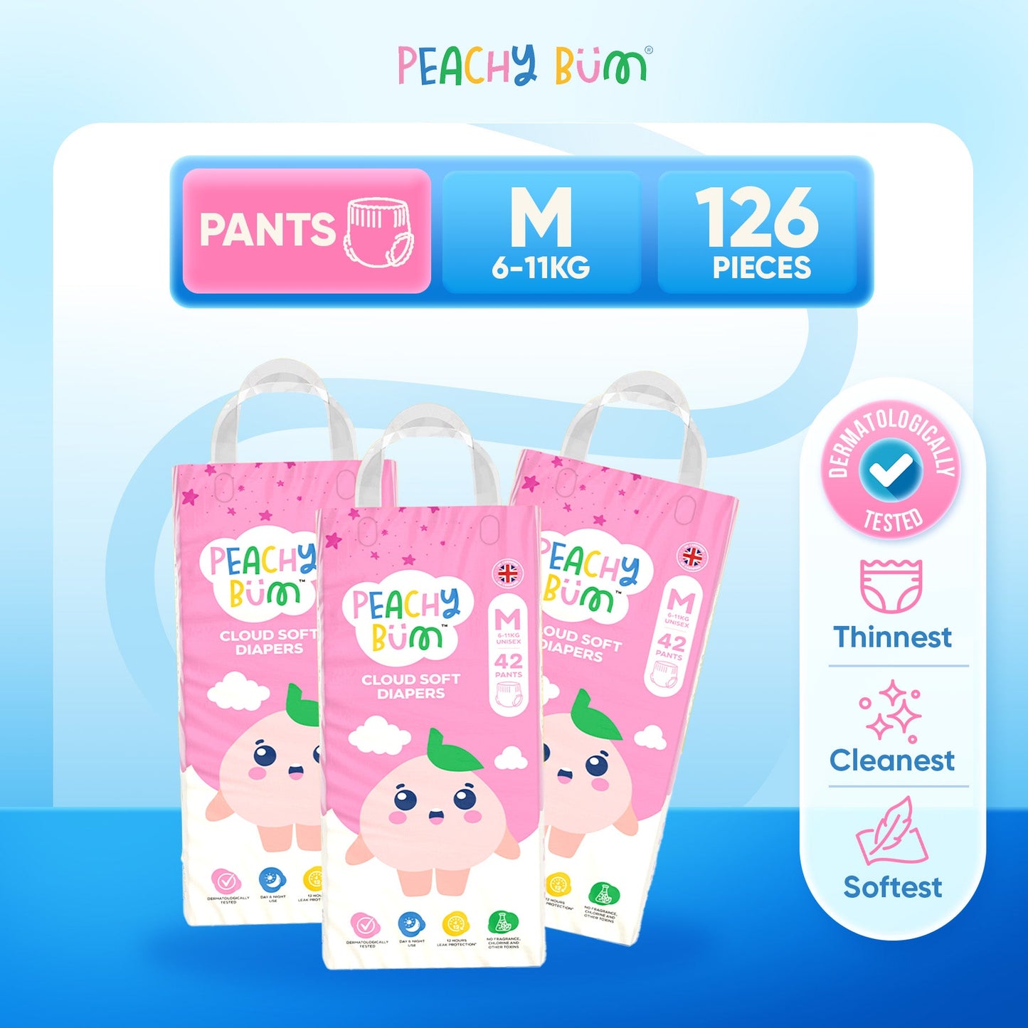 [1 Carton] 3 Pack Cloud Soft Diapers