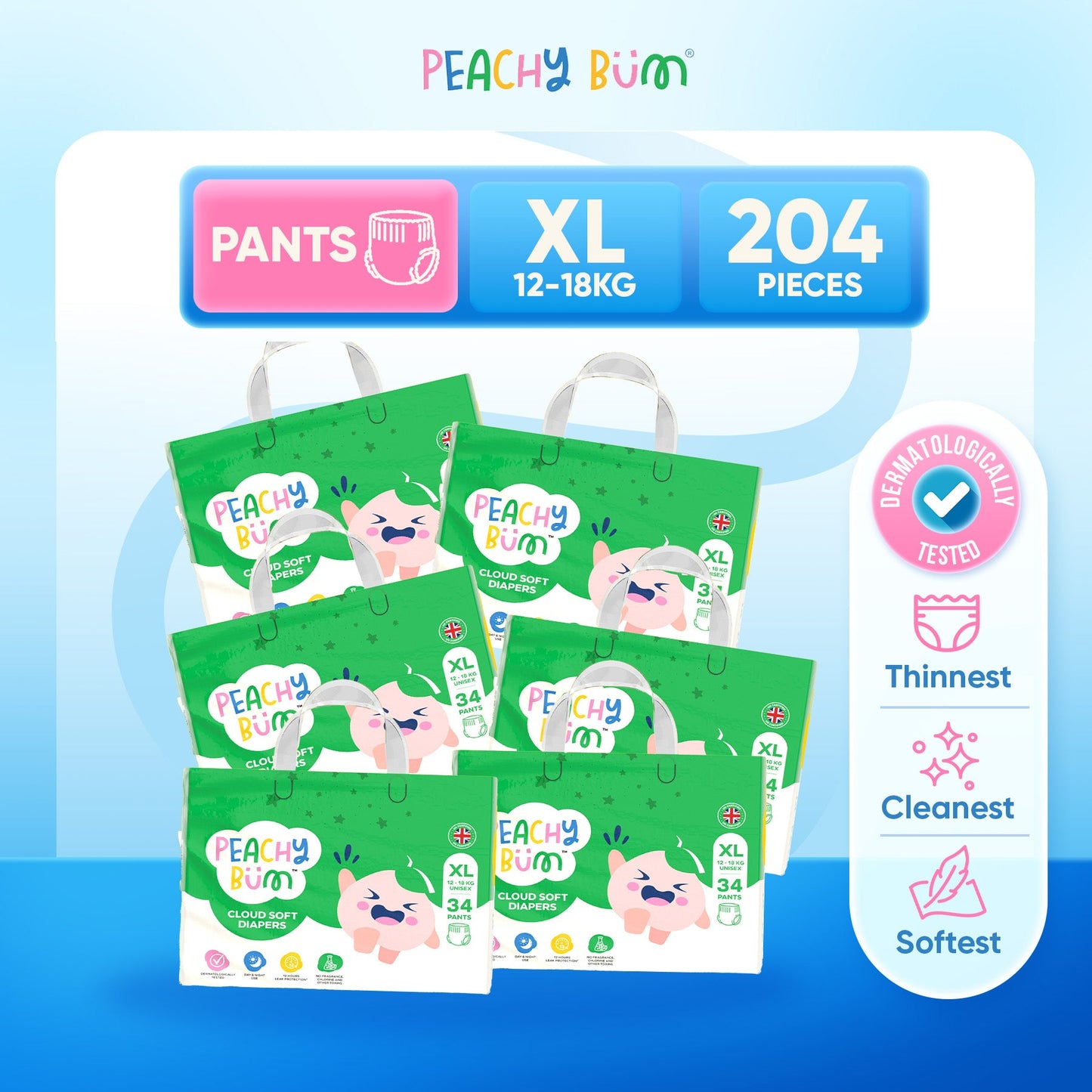 [2 Cartons] 6 Pack Cloud Soft Diapers