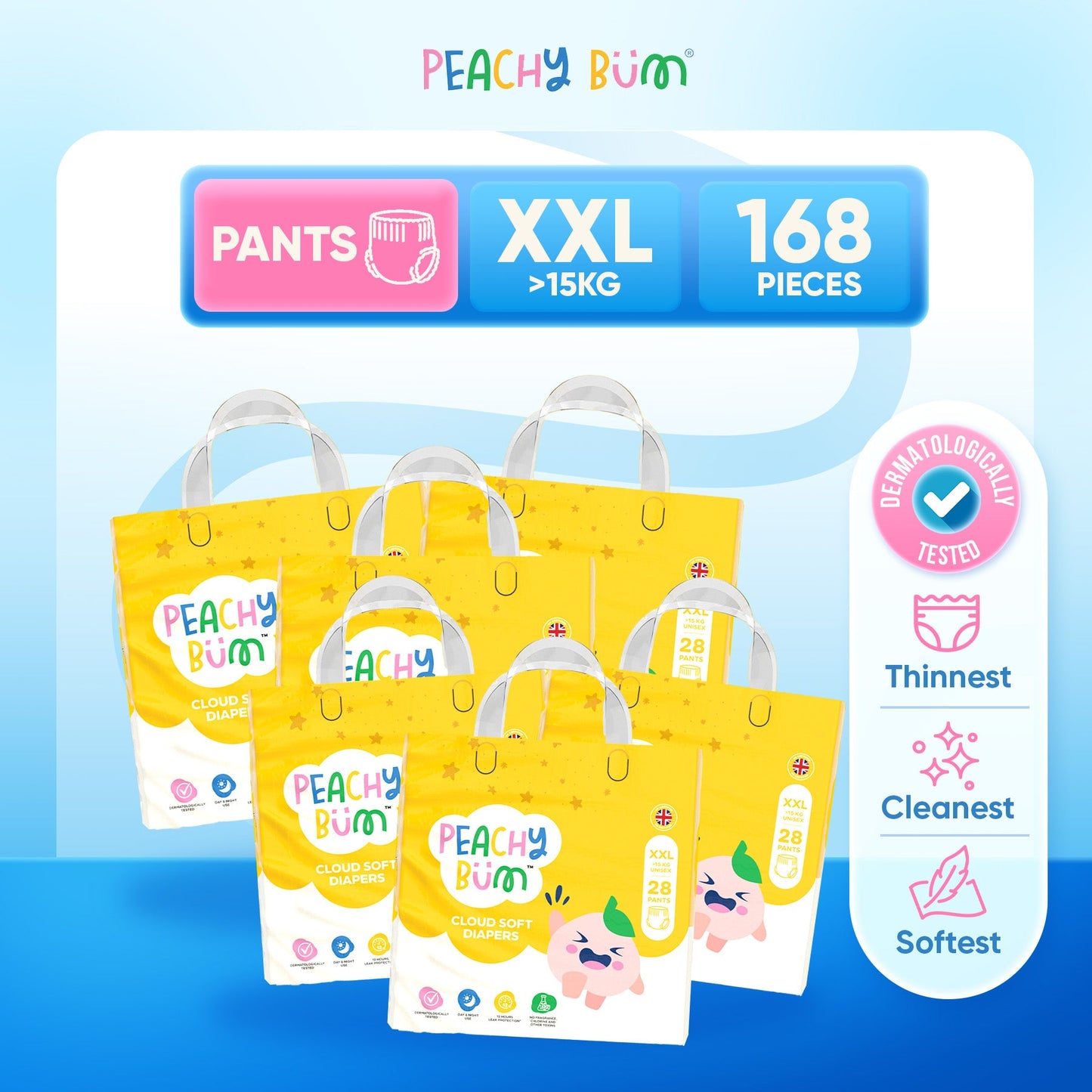 [2 Cartons] 6 Pack Cloud Soft Diapers