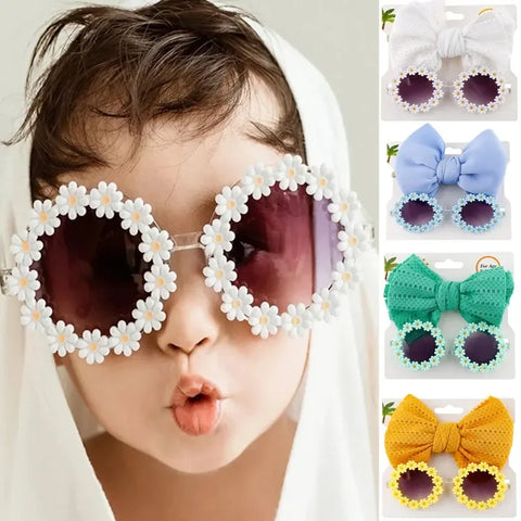 Daisy Baby Girls Sunglasses and Bow Headband Set
