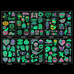 20 Sheets Night Glow Halloween Temporary Tattoos for Kids