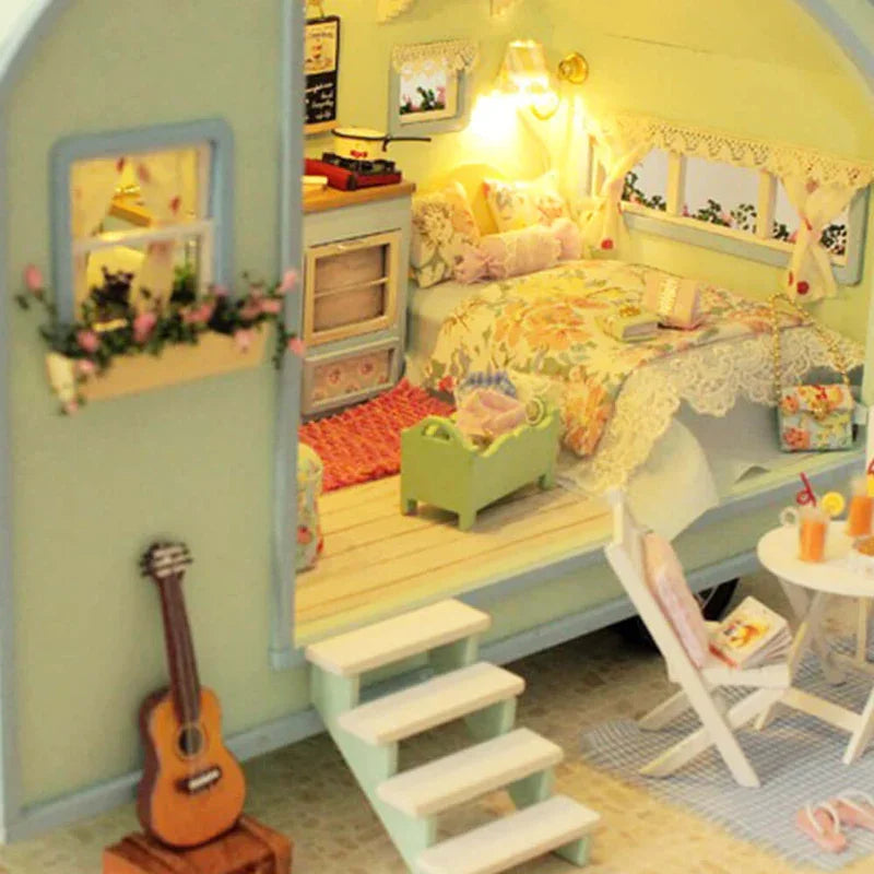 Charming DIY Miniature Caravan House with Furniture