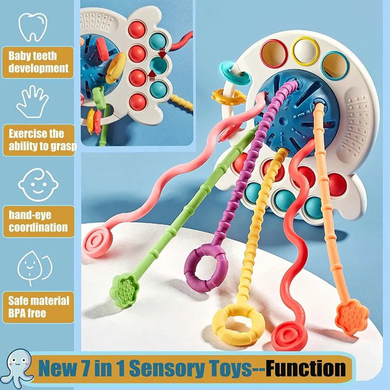 BPA Free Baby Sensory Toys Silicone Pull String Activity