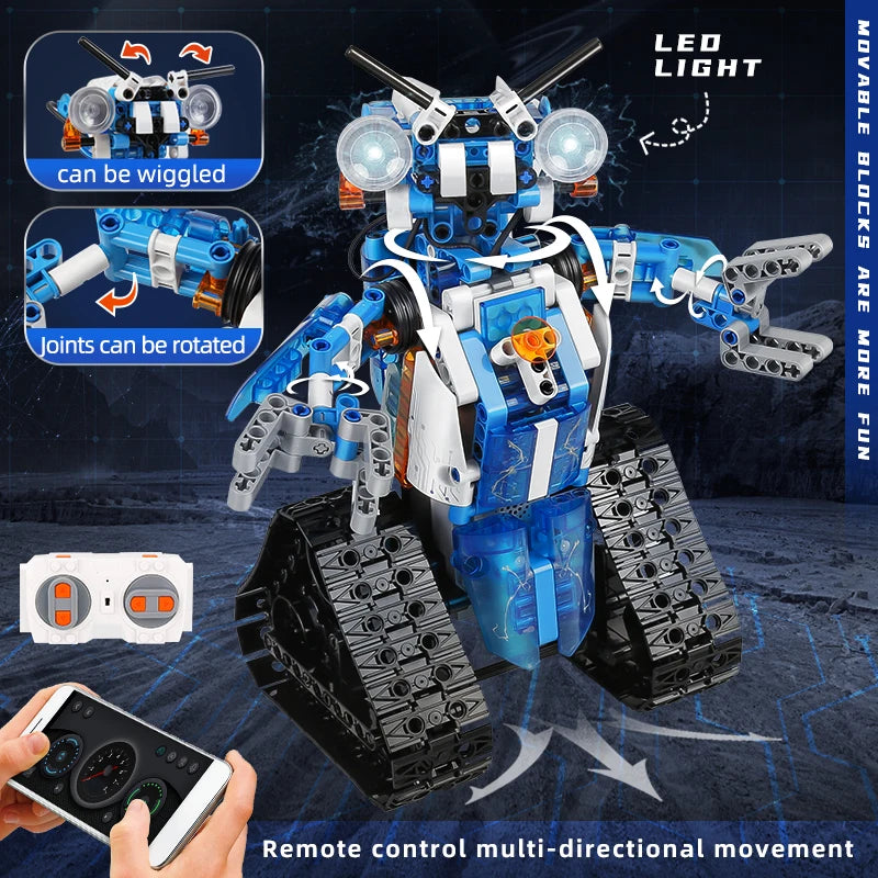 MOULD KING 15059 15078 ロボット玩具 APP&amp;RC 電動ロボット LED パーツ付き