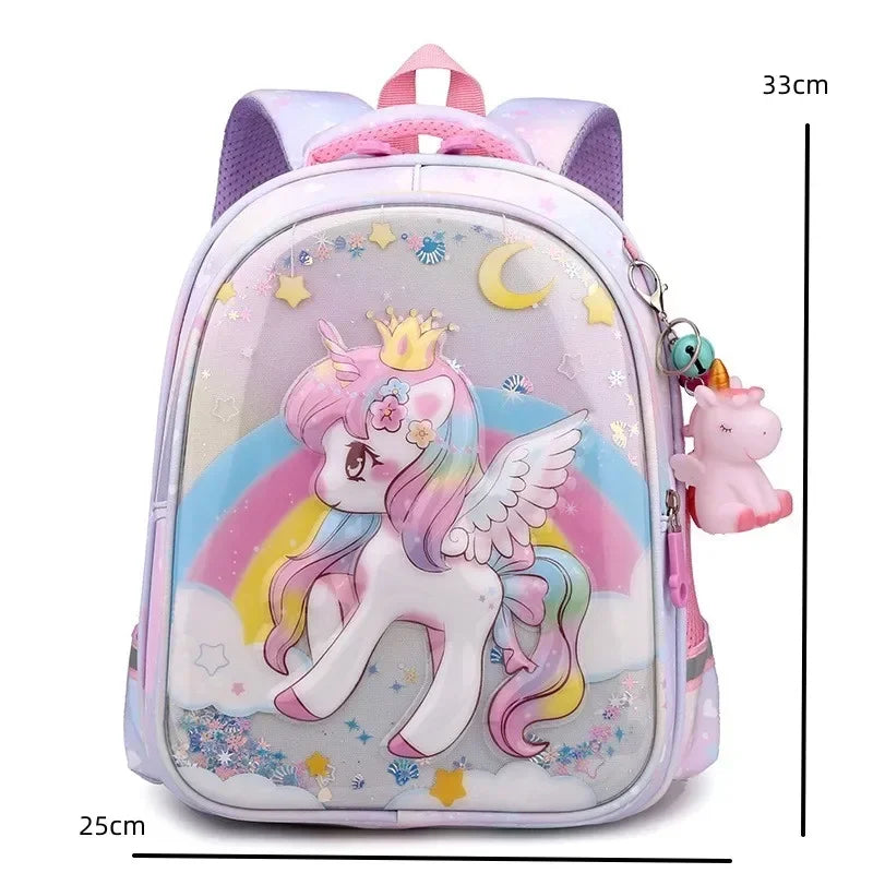 3D Children Students Unicorn Mermaid Backpack