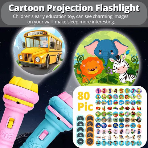80 Patterns 10 Cards Cartoon Projection Flashlight