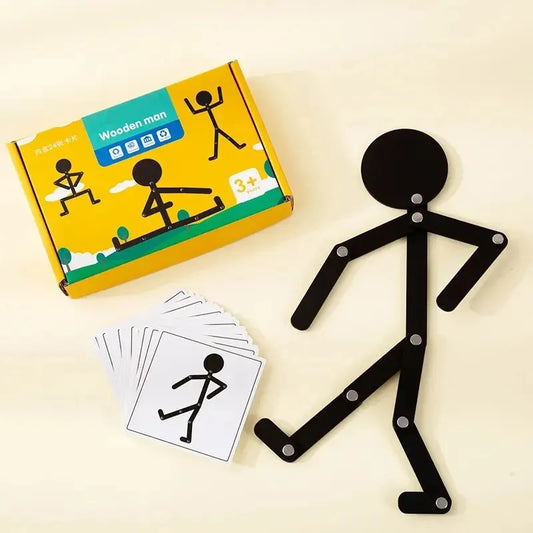 Kids Montessori Educational Wooden Stick Men Puzzle Game