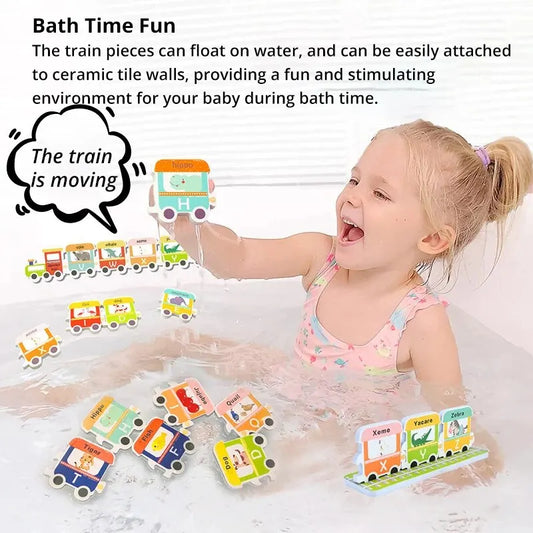 28 Pcs Baby Alphabet Train Bath Toy Eva Wall Sticker