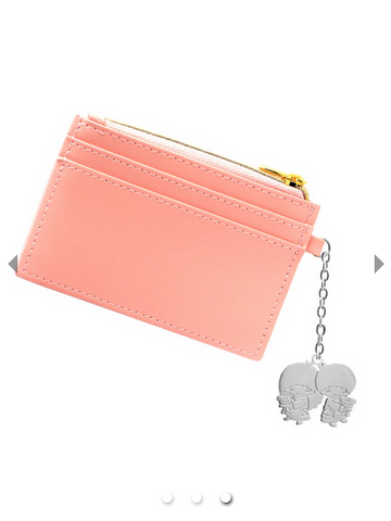 Sanrio Little Twin Stars "Go Shopping" Pink Cardholder with Silver-Plated Charm