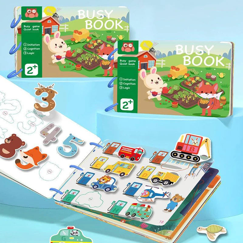 Kids Learning Book Montessori Animals Numbers Matching Puzzles