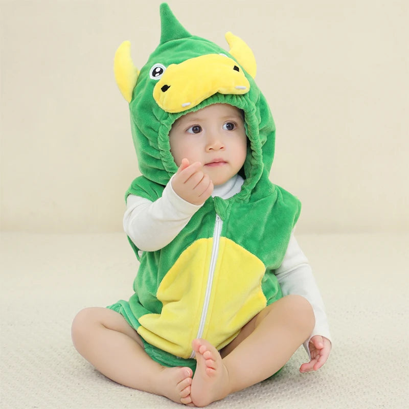 Baby Onesie Animal Costume Winter Flannel Jumpsuit V1