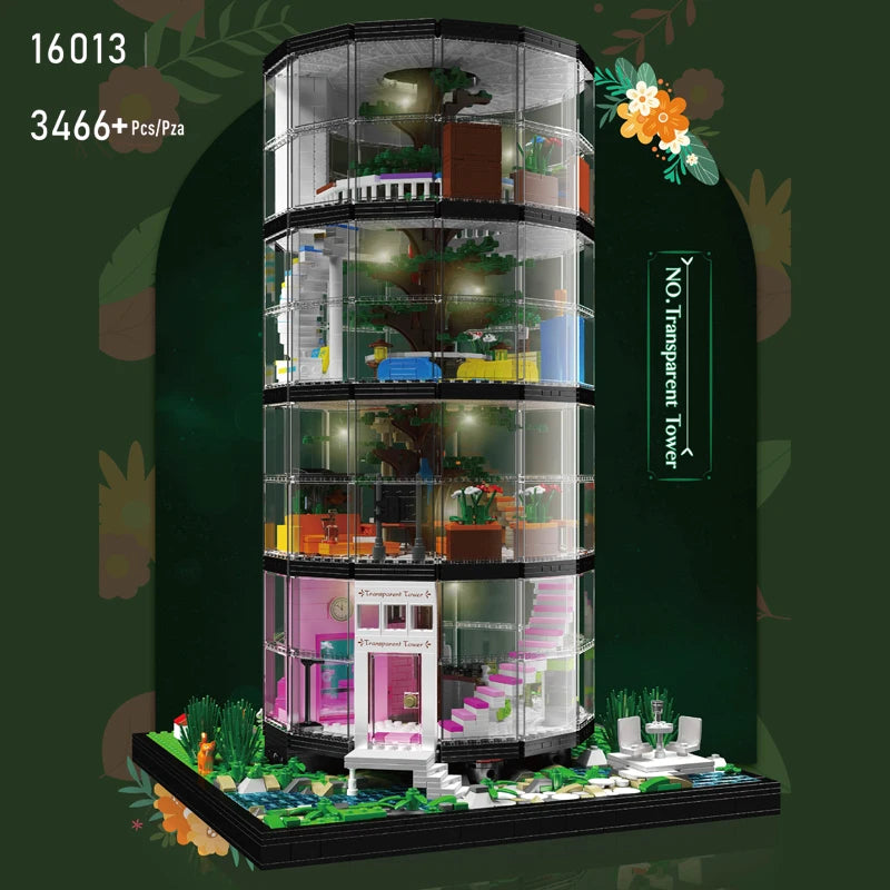 Mould King 16013 Streetview Building Block Forest Villa A Tree in the House