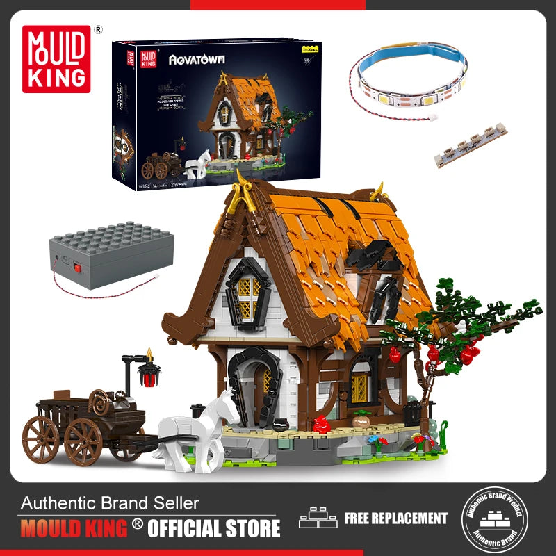 Mould King 16054 Streetview Building Block The Medieval Wooden House 