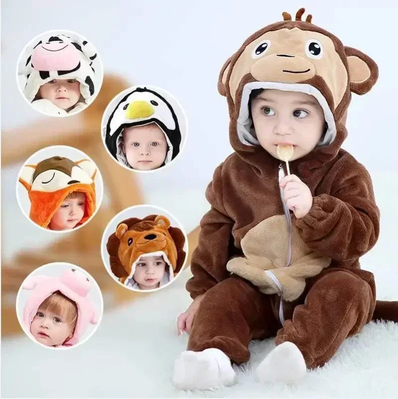 Baby Onesie Animal Costume Winter Flannel Jumpsuit V1