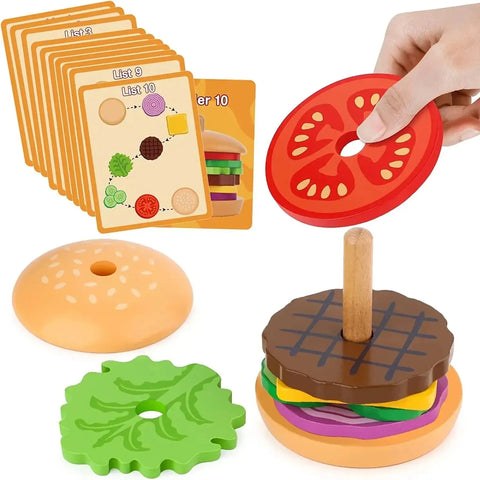 Wooden Hamburger Stacking Toys