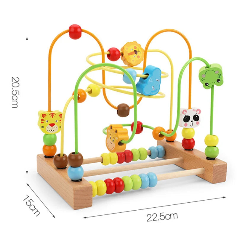 Montessori Baby Toys Wooden Roller Coaster Bead Maze