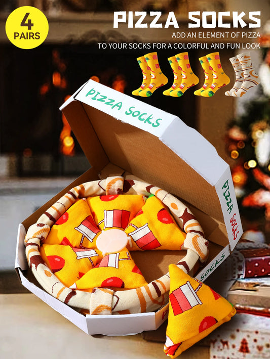 Pizza Mid calf socks 4 pairs
