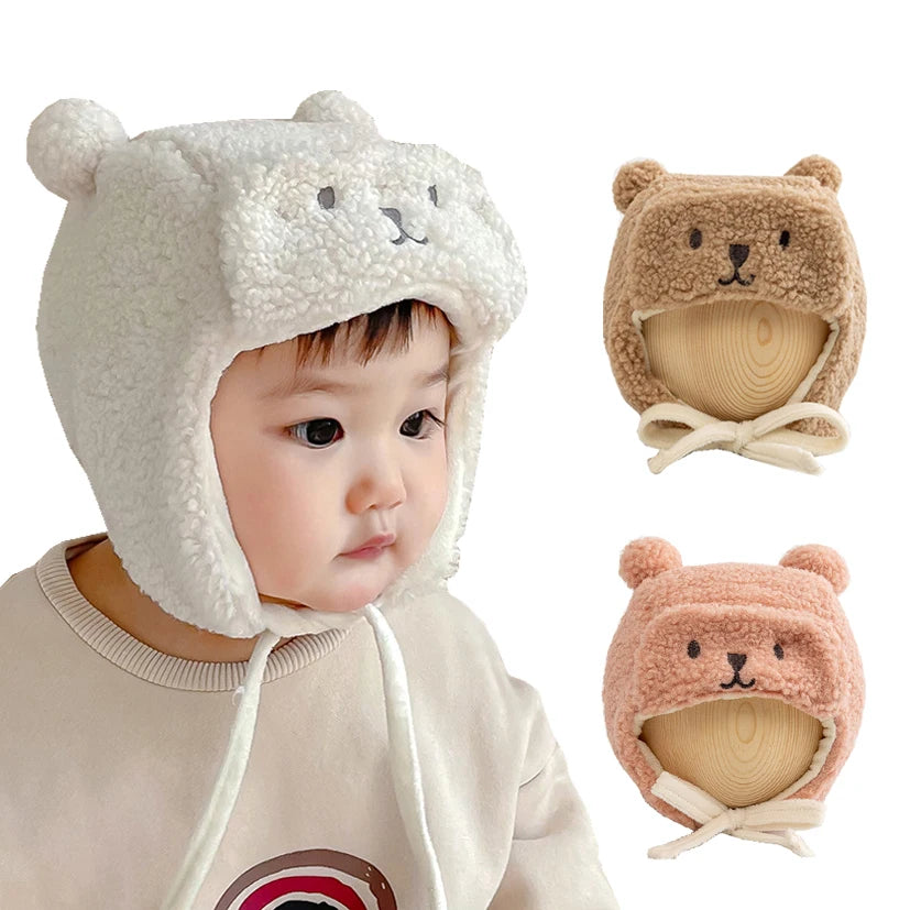 Bear Winter Baby Hat with Earflap 0-12M