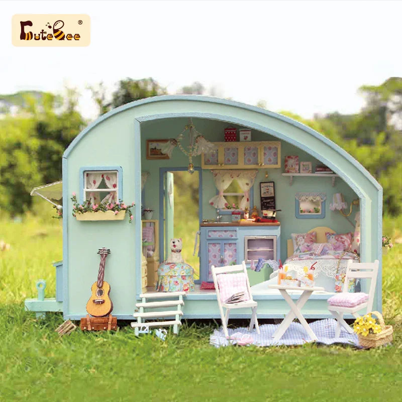 Charming DIY Miniature Caravan House with Furniture