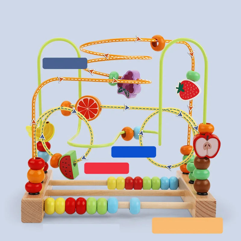 Montessori Baby Toys Wooden Roller Coaster Bead Maze