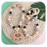 Baby Rattles Wood Crochet Beads Bracelet Pram Clip