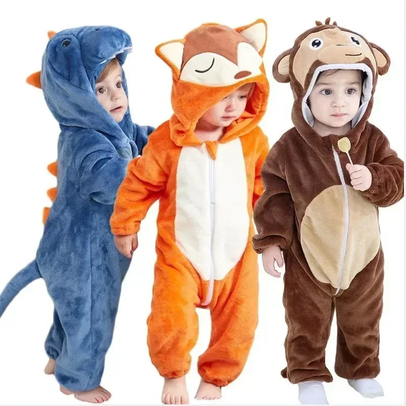 Baby Onesie Animal Costume Winter Flannel Jumpsuit V1