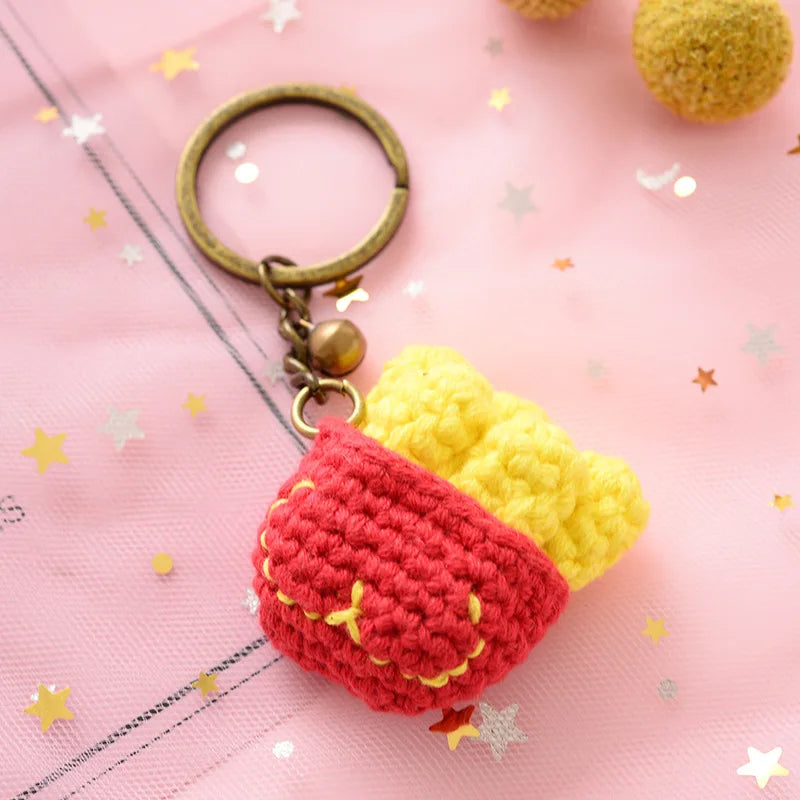 Crochet Hamburger Donut Animal Keyrings