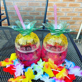 Hawaii Party 10pcs Plastic Strawberry Pineapple Drinking Cup with Straw