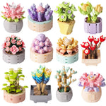 Flower Building Blocks Toys Succulent Potted DIY Plants