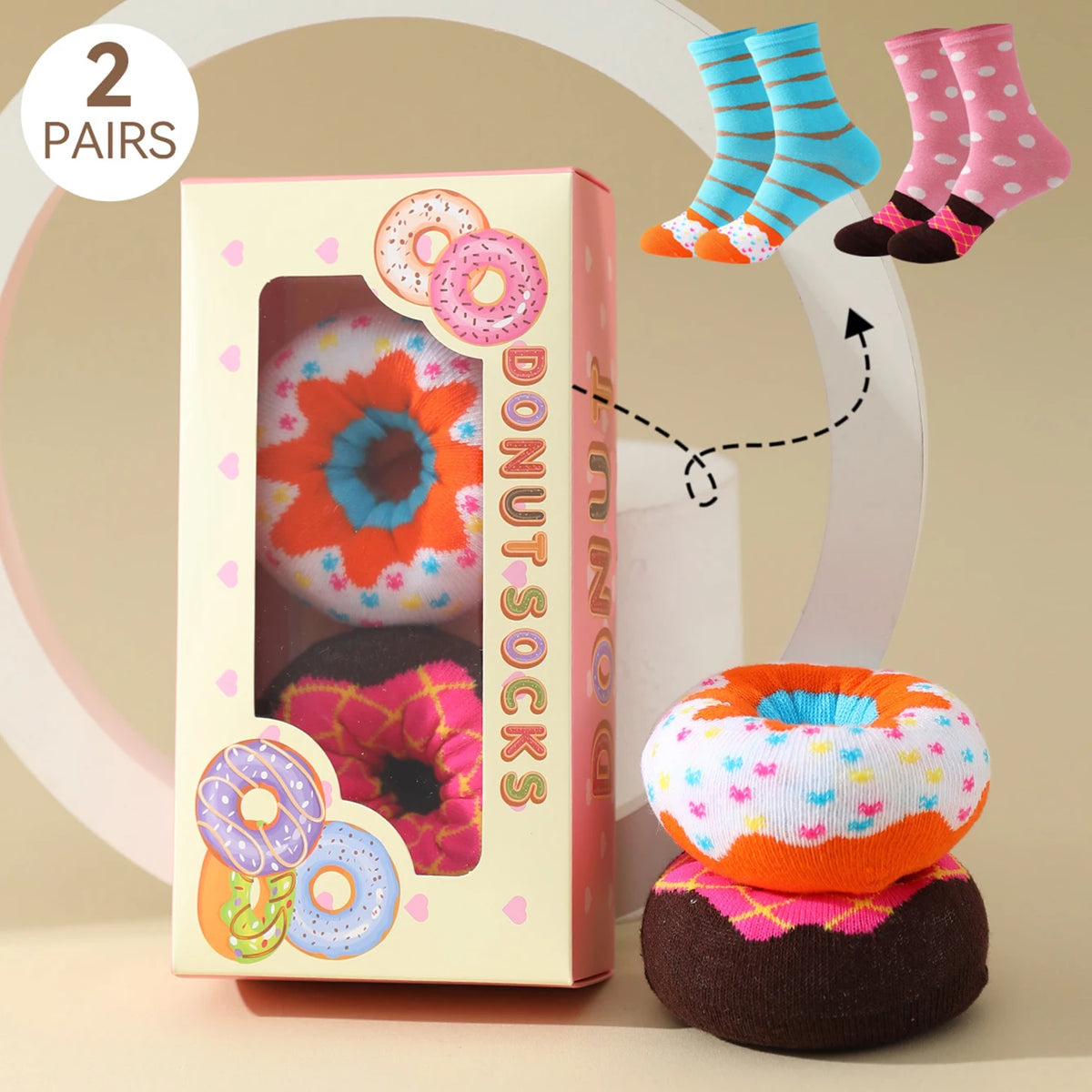 Colorful Donuts Socks 2 Pairs