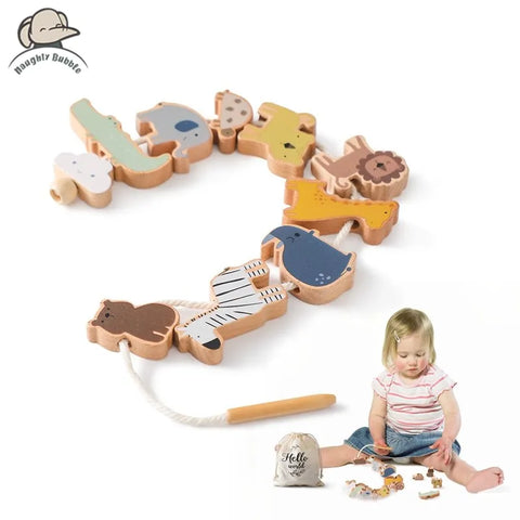 Baby Animal Threading Toys Wooden Stacking Toys