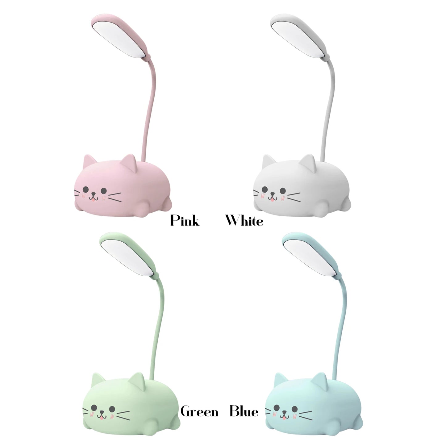 LED Desk Lamp for Kids Bedroom Cute Cat Lamp USB Rechargeable