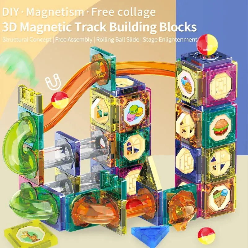 Magnetic Building Blocks with Ball Track STEM Toy