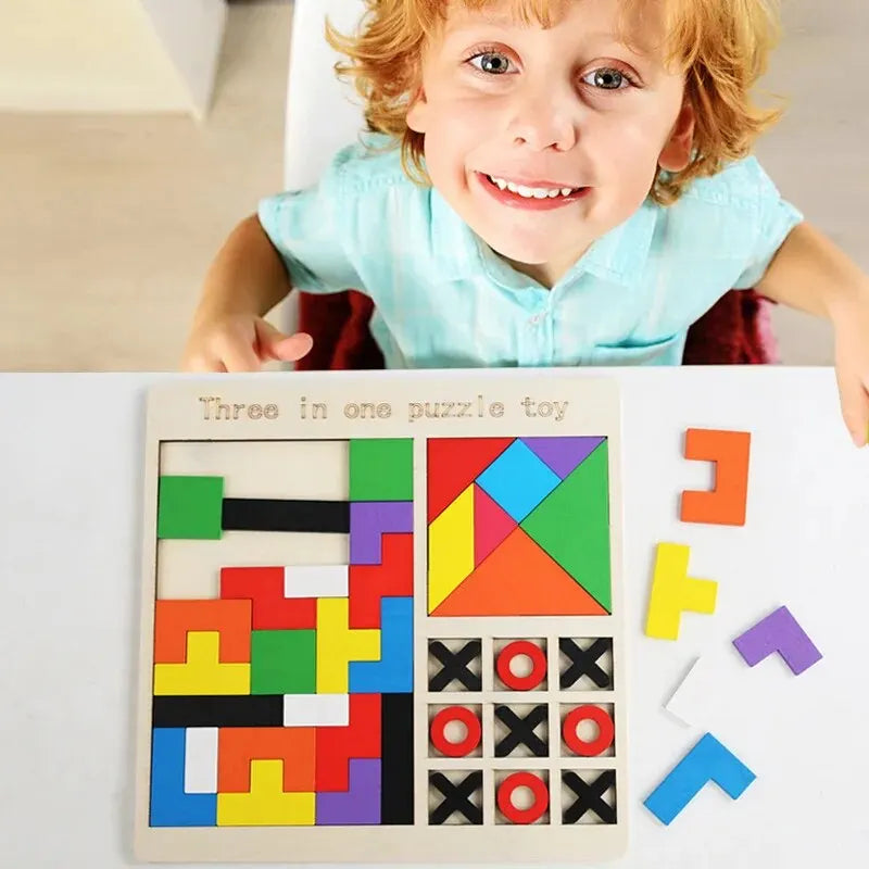 Children Wooden Tetris Block Puzzle Game