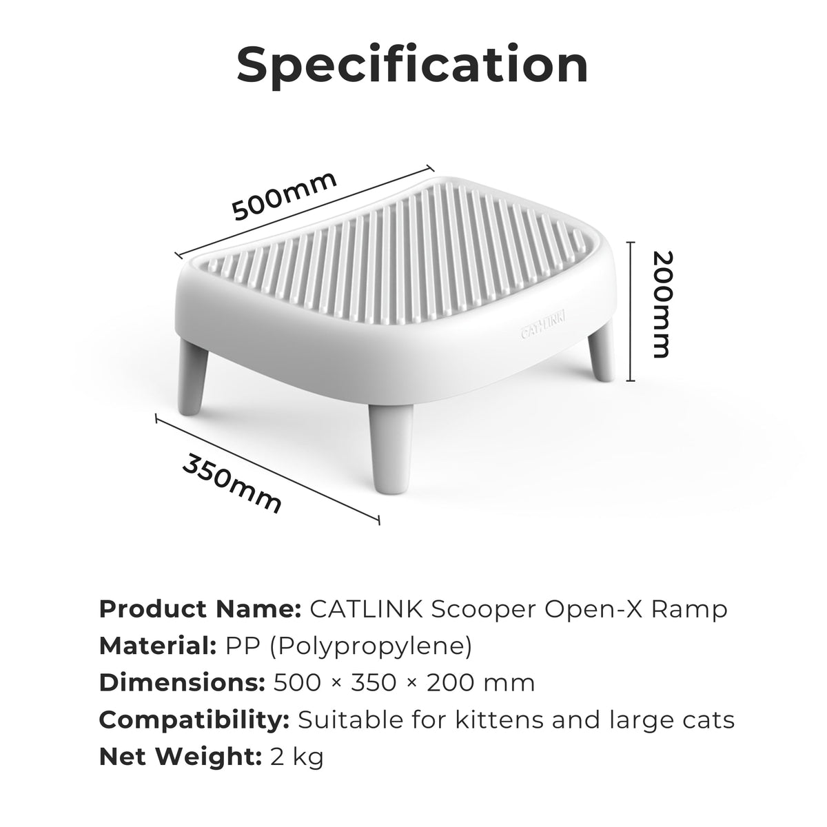 CATLINK Scooper Open-X / Scoop Robot Pro Ramp ( White & Dark Grey Color )