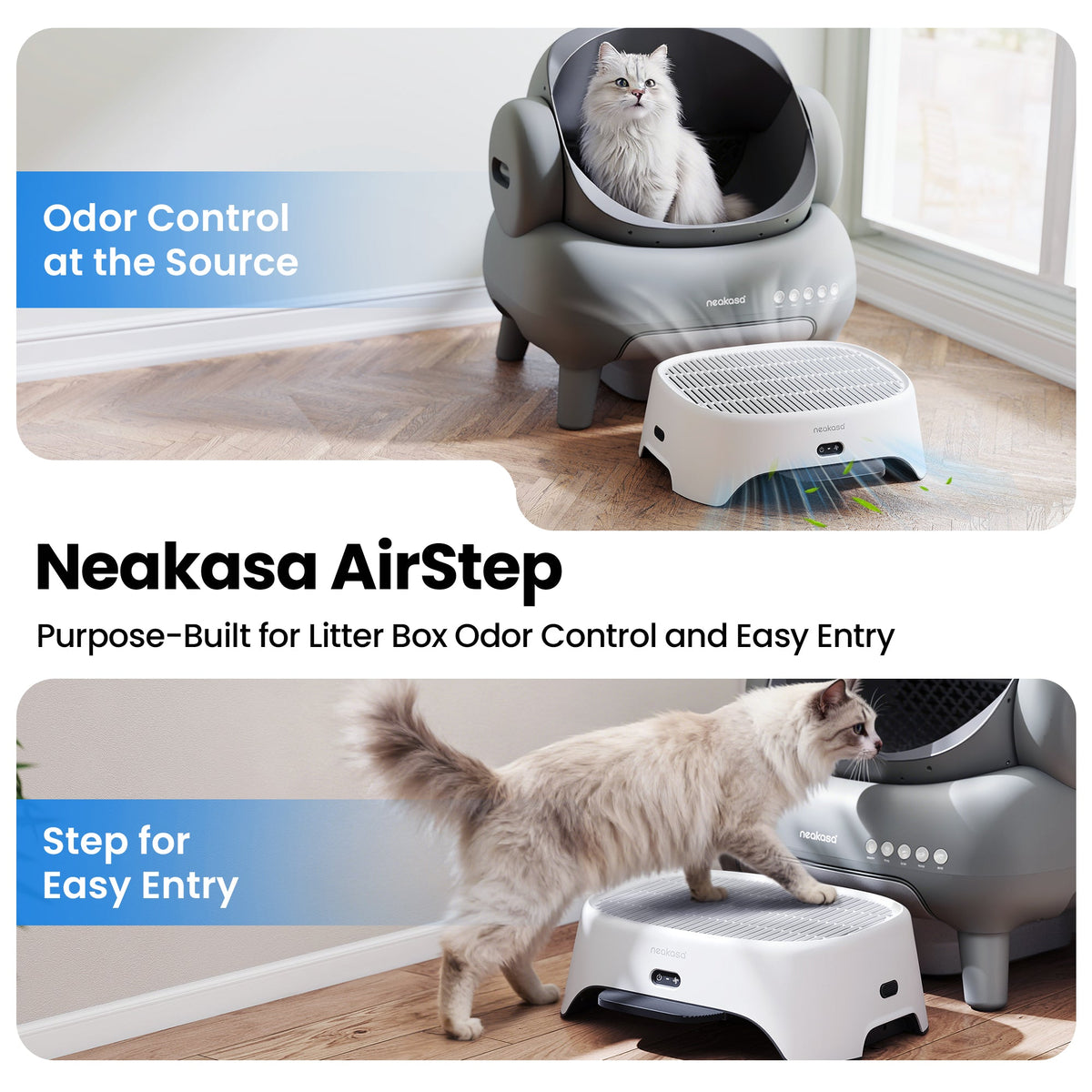 Neakasa AirStep Odor-Eliminating Cat Litter Box Step Purifier