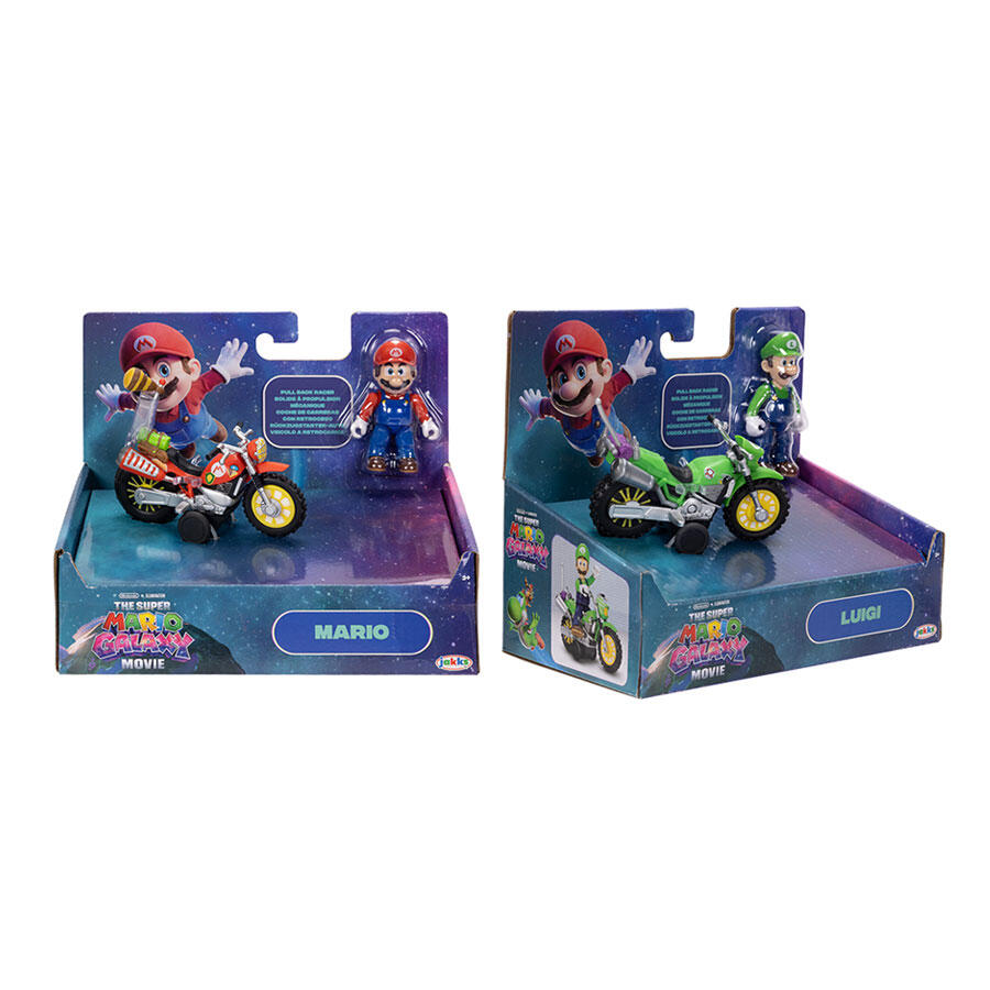 The Super Mario Galaxy Movie 2.5” Figure With Pull Back Motorcycle - Assorted (1 Pc) - Nintendo