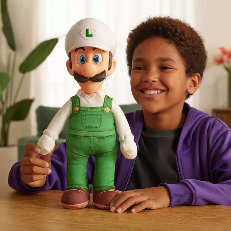 The Super Mario Galaxy Movie Fire Luigi Posable Plush 15 inch - Nintendo