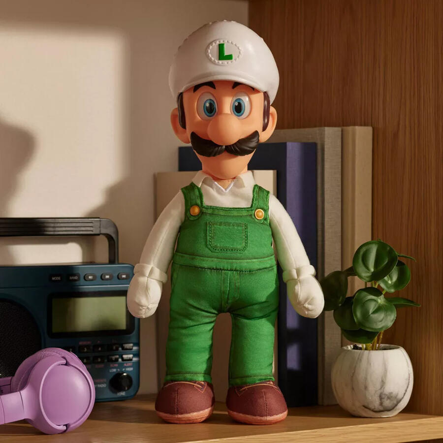 The Super Mario Galaxy Movie Fire Luigi Posable Plush 15 inch - Nintendo