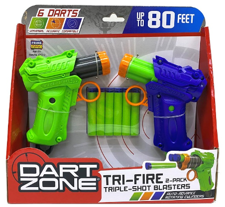 Dart Zone Tri-Fire Triple-Shot Blaster 2 Pack (Available In May 2021)