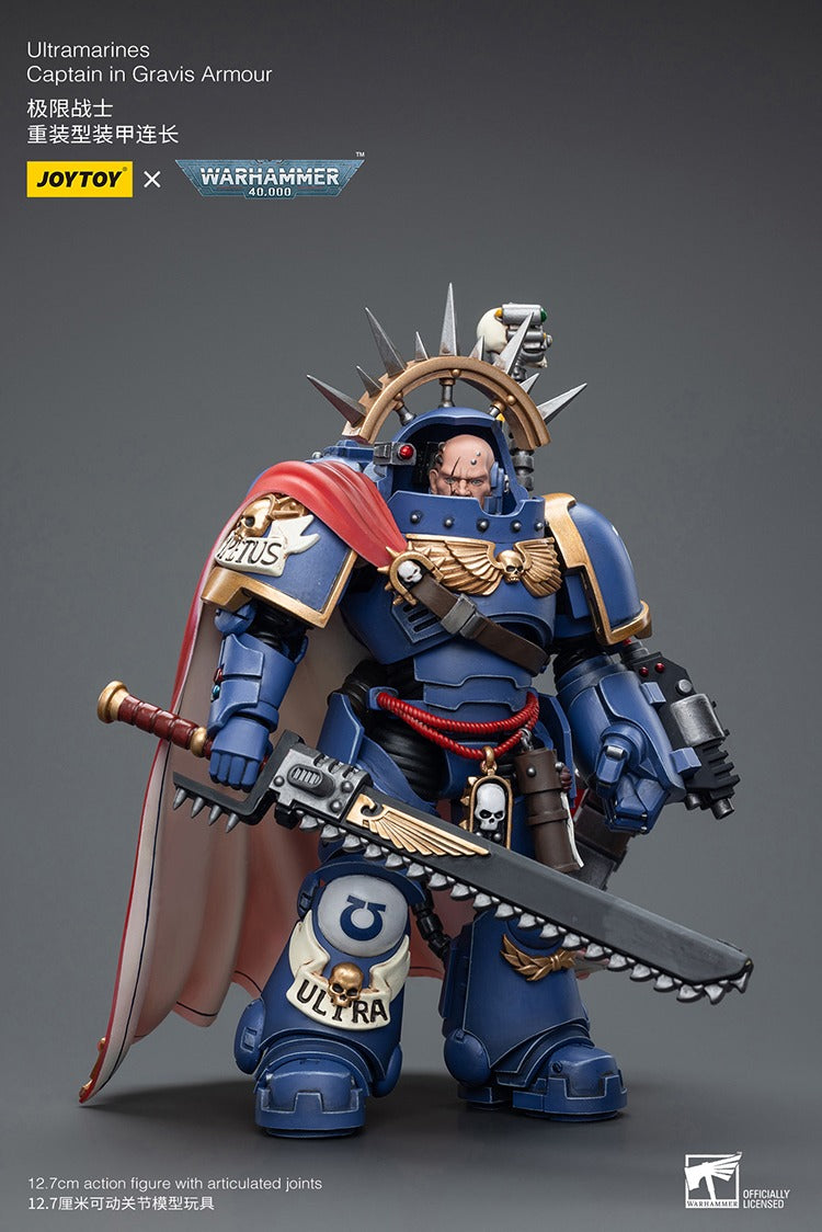 JOYTOY Warhammer 40K Ultramarines Captain in Gravis Armour JT7745