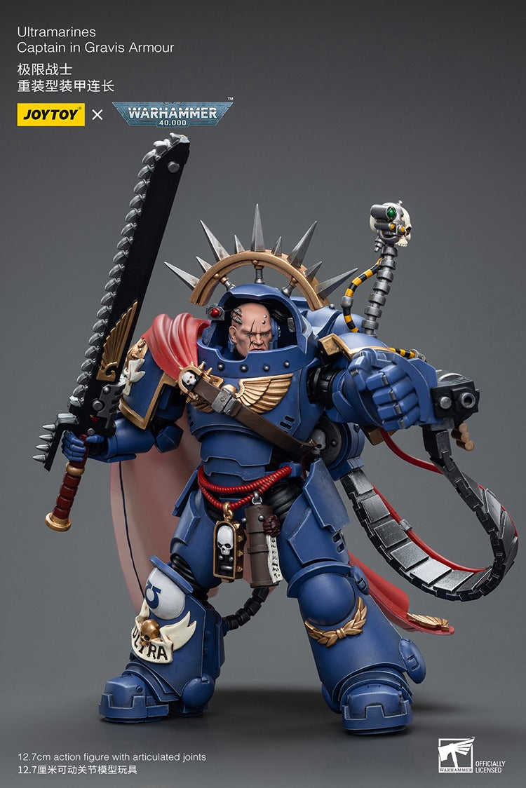 JOYTOY Warhammer 40K Ultramarines Captain in Gravis Armour JT7745