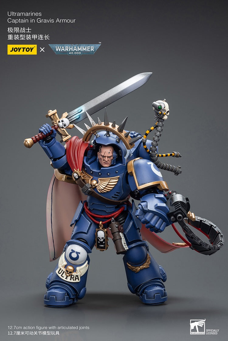 JOYTOY Warhammer 40K Ultramarines Captain in Gravis Armour JT7745