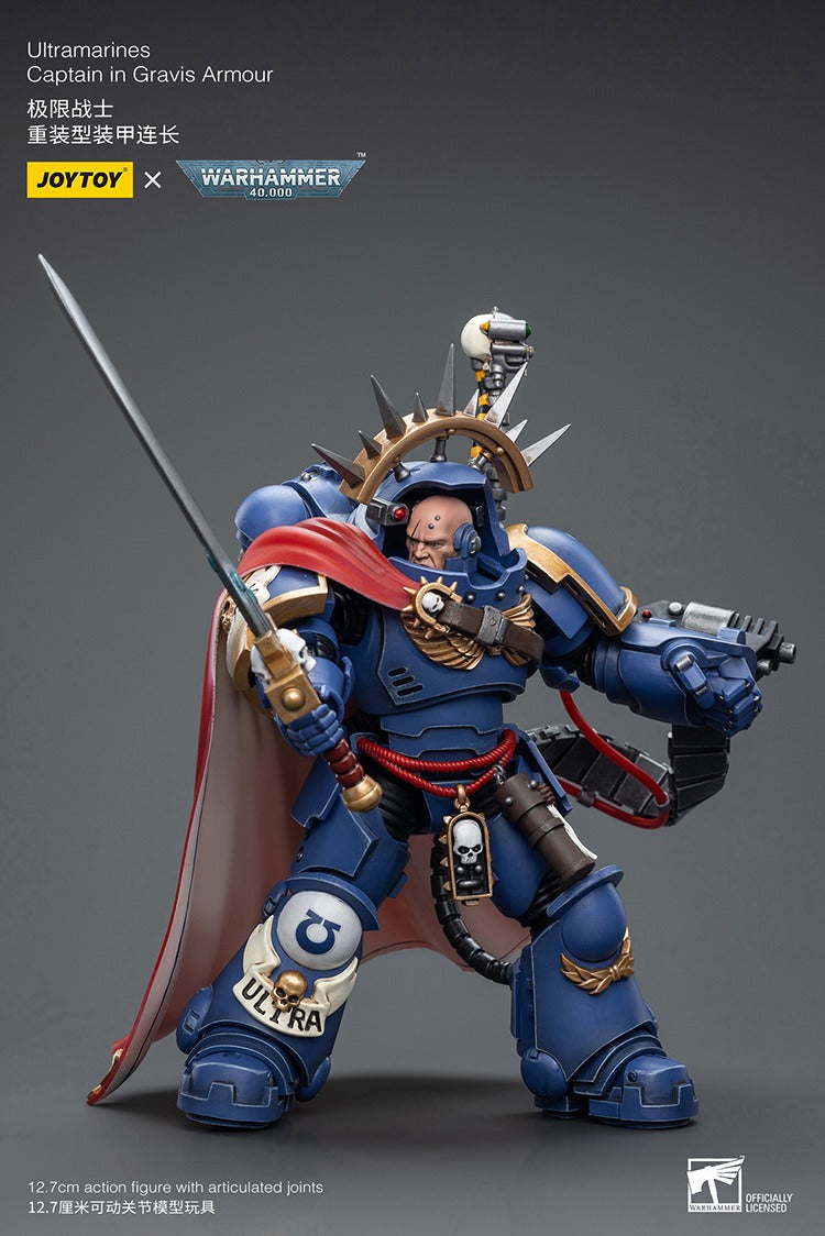 JOYTOY Warhammer 40K Ultramarines Captain in Gravis Armour JT7745