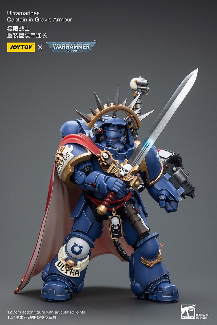 JOYTOY Warhammer 40K Ultramarines Captain in Gravis Armour JT7745