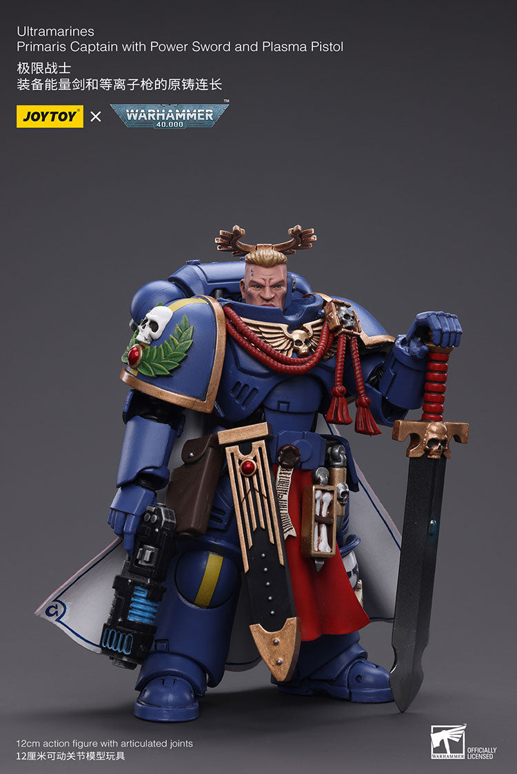 JOYTOY Warhammer 40K Ultramarines Primaris Captain with Power Sword and Plasma Pistol